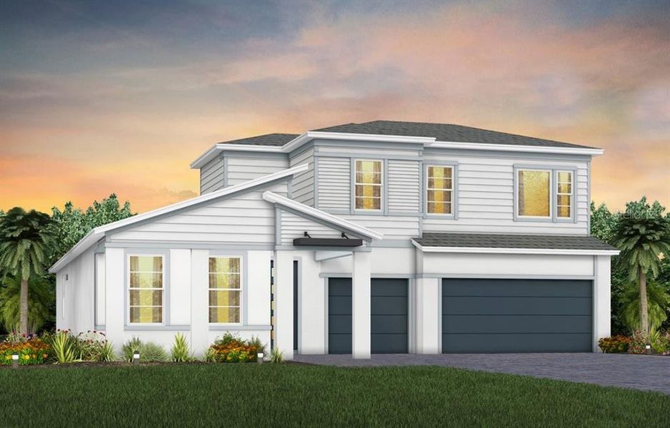 Front exterior of a new home in Parkside Trails, Clermont, FL, highlighting curb appeal (Image 1). Front exterior of a new home in Parkside Trails, Clermont, FL, highlighting curb appeal (Image 1).