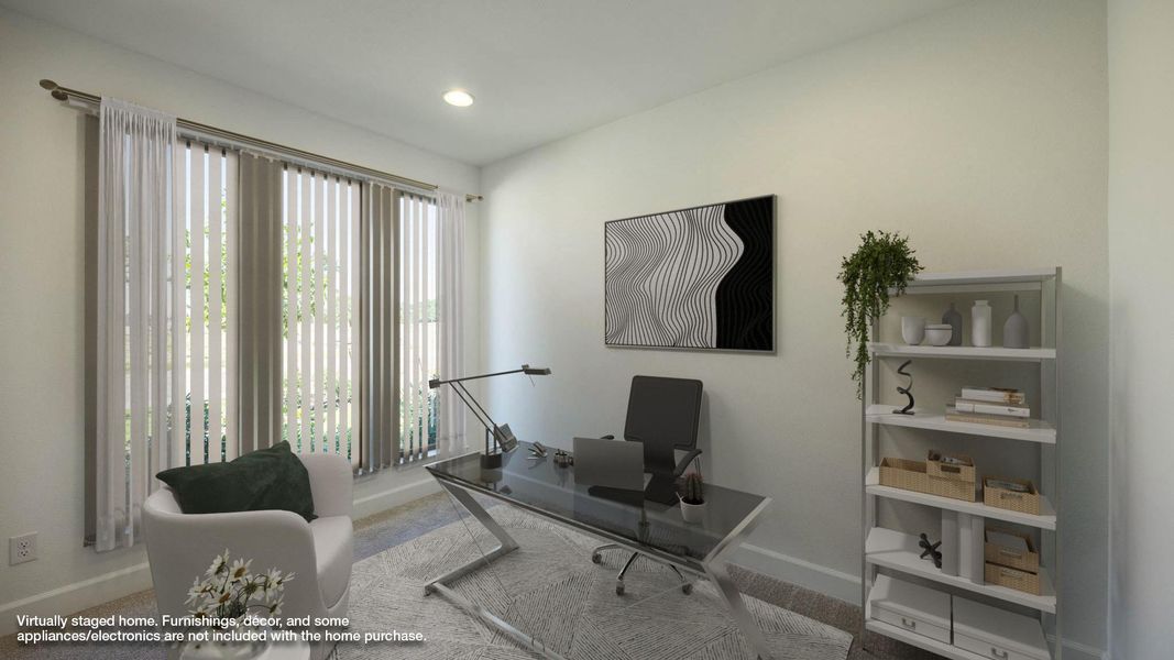 Office space featuring carpet and recessed lighting