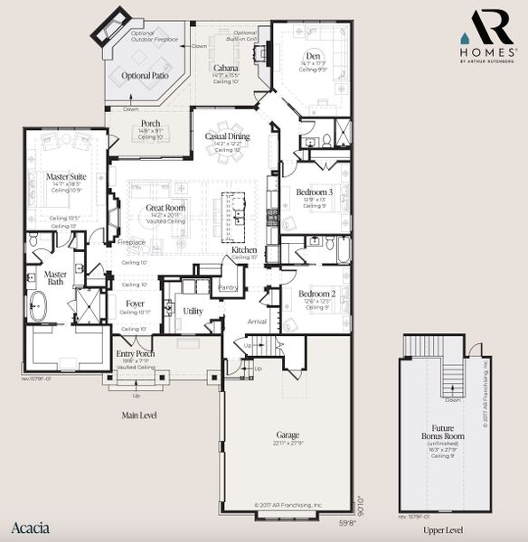 2D floor plan layout for the Acacia by AR HOMES in Southern Hills Plantation, Brooksville, FL (Image 2). 2D floor plan layout for the Acacia by AR HOMES in Southern Hills Plantation, Brooksville, FL (Image 2).