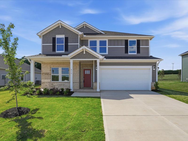 Front exterior of a new home in Ashby Woods, Boiling Springs, SC, highlighting curb appeal (Image 1). Front exterior of a new home in Ashby Woods, Boiling Springs, SC, highlighting curb appeal (Image 1).