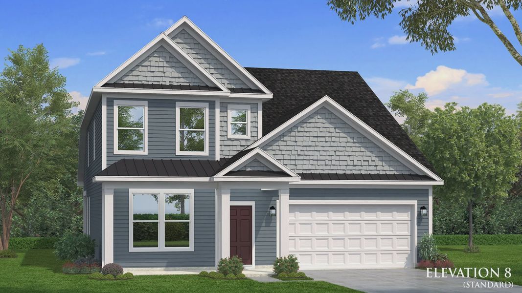 Representative exterior photo of a completed home built from the Ansley by DRB Homes in Reserve at Crowthorne, Zebulon, NC (Image 47). Representative exterior photo of a completed home built from the Ansley by DRB Homes in Reserve at Crowthorne, Zebulon, NC (Image 47).