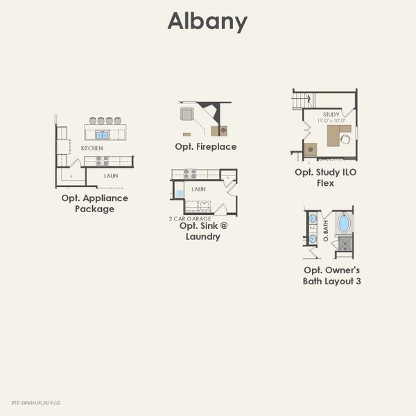 2D floor plan layout for the Albany by Pulte Homes in Rosemary Fields, Godley, TX (Image 5). 2D floor plan layout for the Albany by Pulte Homes in Rosemary Fields, Godley, TX (Image 5).