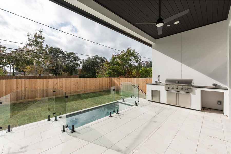 Exterior details and patio area of a home in , Bellaire (Image 2). Exterior details and patio area of a home in , Bellaire (Image 2).