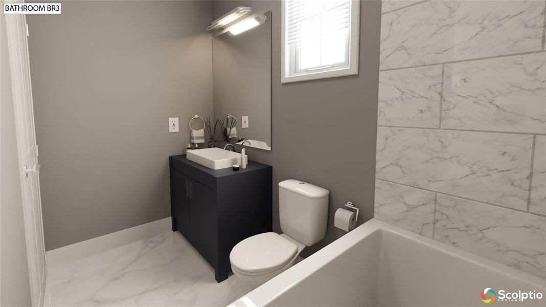 Secondary Full bath with Vanity