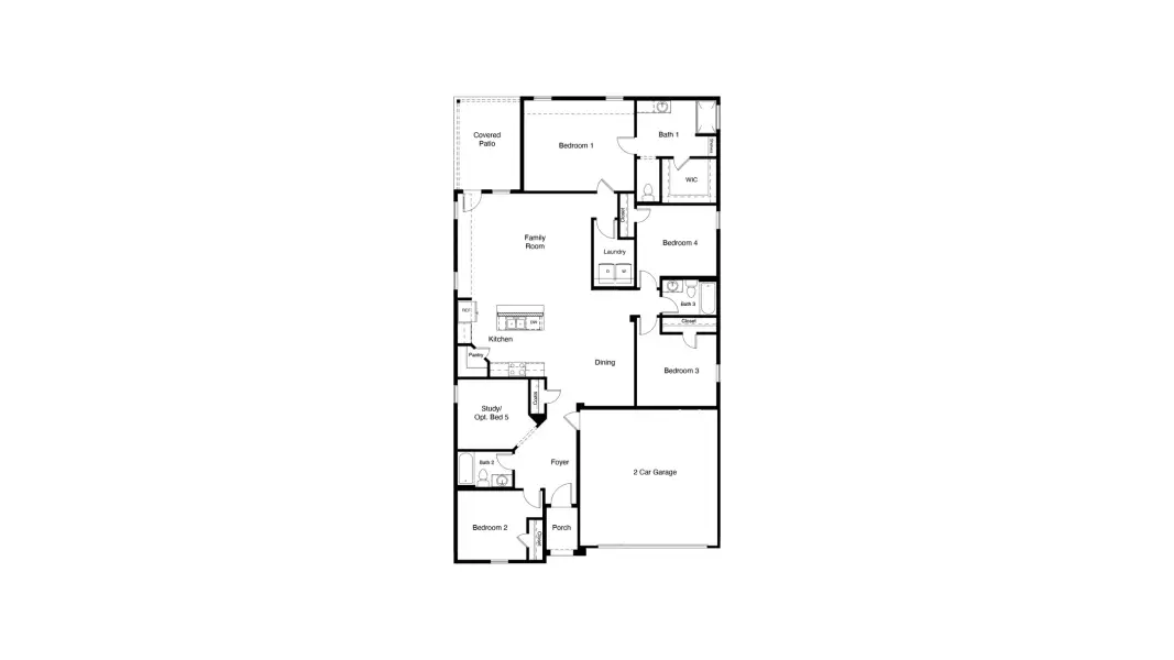 2D floor plan layout for the Lakeway by D.R. Horton in Hadley Farms, Godley, TX (Image 4).
