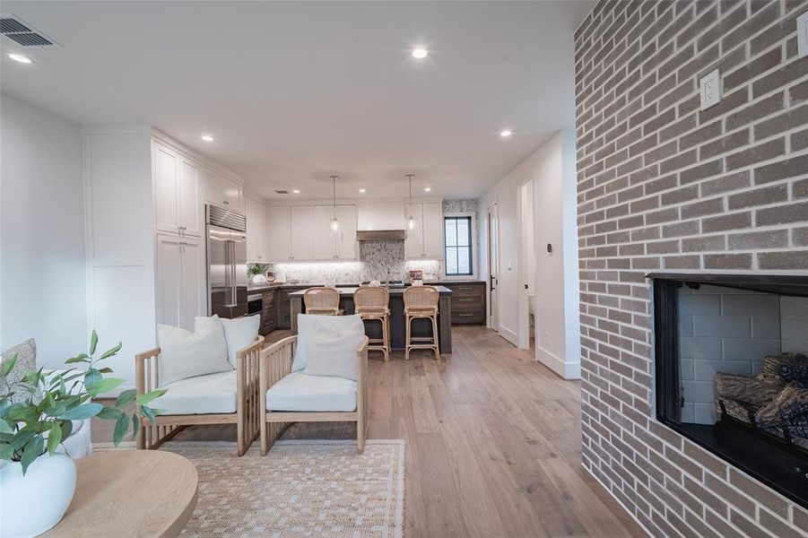 Living room featuring light wood-type flooring