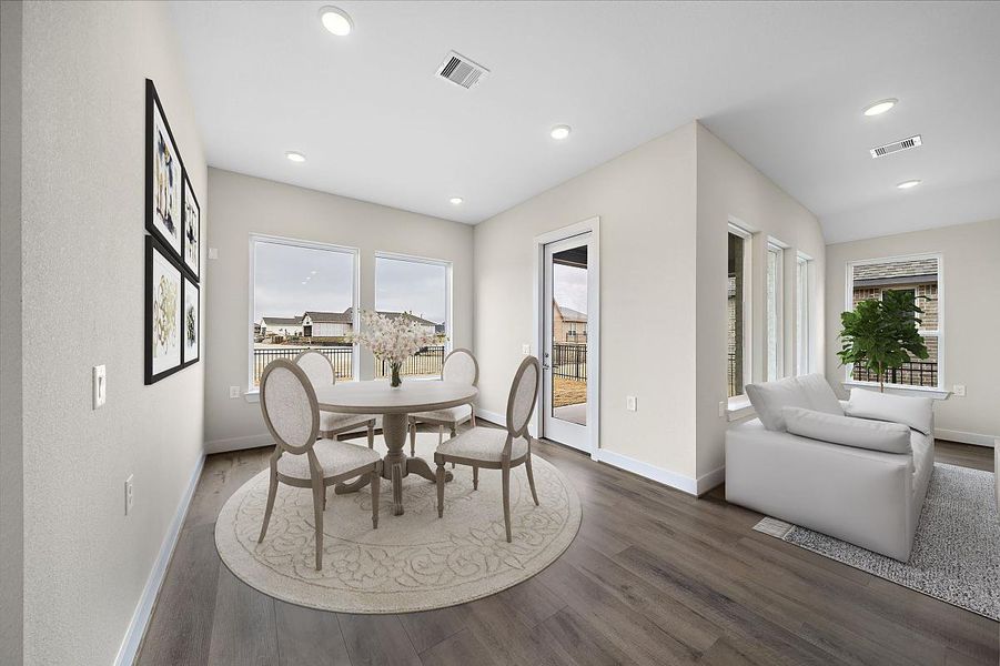 Representative furnished interior of a home built from the Sunflower by Caldwell Homes in The Highlands, Porter (Image 13). Representative furnished interior of a home built from the Sunflower by Caldwell Homes in The Highlands, Porter (Image 13).