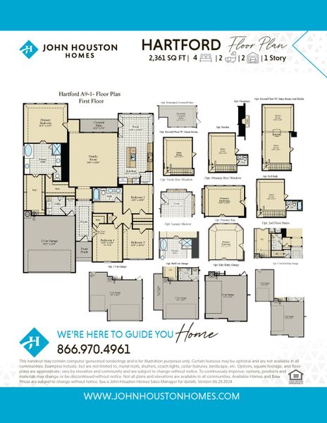 2D floor plan layout for the Hartford by John Houston Homes in Redden Farms - Phase 1, Midlothian, TX (Image 3).