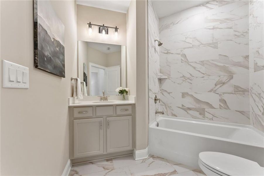 Furnished interior view inside a new home in The Courtyards of Franklin Goldmine, Cumming (Image 16).