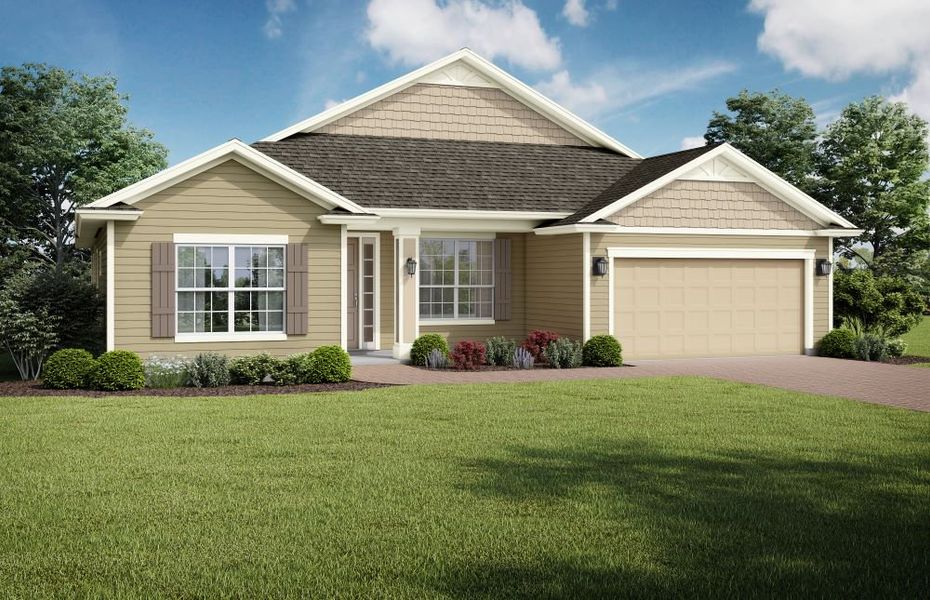 Representative exterior photo of a completed home built from the Palazzo II by SEDA New Homes in Sandy Ridge, Yulee, FL (Image 4). Representative exterior photo of a completed home built from the Palazzo II by SEDA New Homes in Sandy Ridge, Yulee, FL (Image 4).