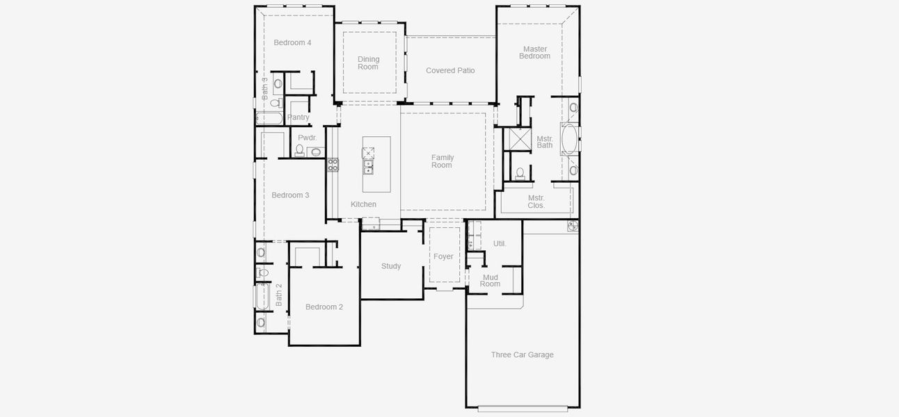 2D floor plan layout for the Hamilton by Coventry Homes in Lariat, Liberty Hill, TX (Image 3).