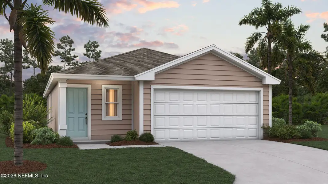 Front exterior of a new home in Rookery, Green Cove Springs, FL, highlighting curb appeal (Image 1). Front exterior of a new home in Rookery, Green Cove Springs, FL, highlighting curb appeal (Image 1).