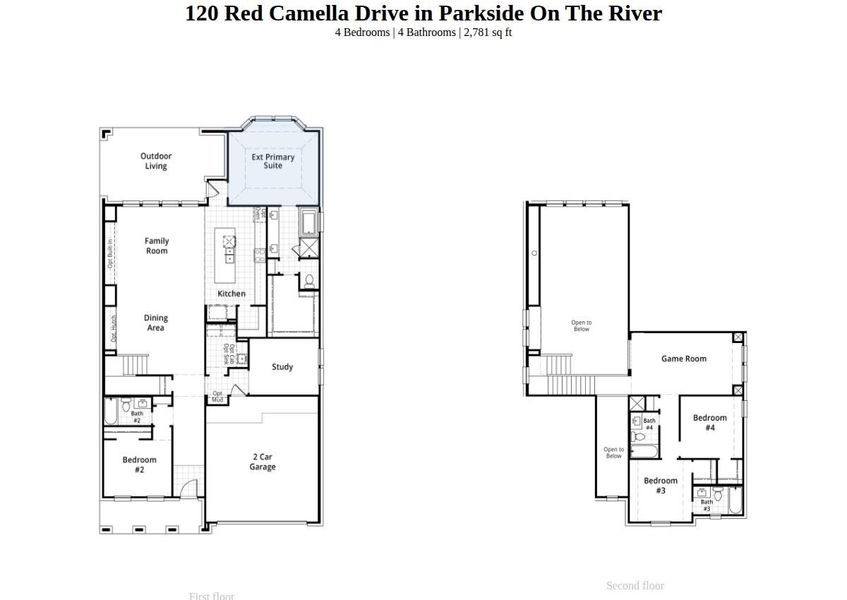 2D floor plan layout of this home in Parkside On The River, Georgetown, TX (Image 3). 2D floor plan layout of this home in Parkside On The River, Georgetown, TX (Image 3).