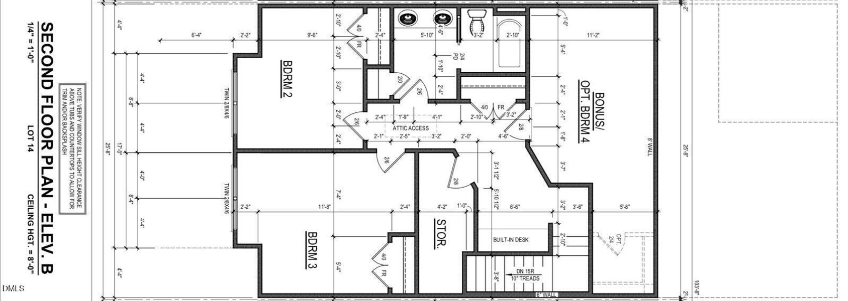 Lot 14 White Oak Townhome 2nd floor plan