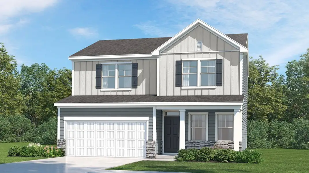 Front exterior of a new home in Pinecrest, Pine Level, NC, highlighting curb appeal (Image 1). Front exterior of a new home in Pinecrest, Pine Level, NC, highlighting curb appeal (Image 1).