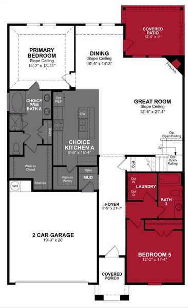 2D floor plan layout of this home in The Villages of Hurricane Creek, Anna, TX (Image 3).