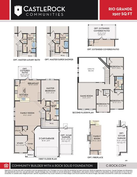 2D floor plan layout for the Rio Grande by CastleRock Communities in Brush Creek, Fairview, TN (Image 3).