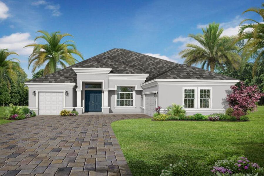 Representative exterior photo of a completed home built from the Santa Maria 2 by Medallion Home in Hampton Lakes, Sarasota, FL (Image 4). Representative exterior photo of a completed home built from the Santa Maria 2 by Medallion Home in Hampton Lakes, Sarasota, FL (Image 4).