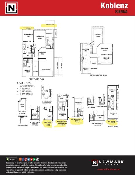2D floor plan layout of this home in Sienna 45', 50', Missouri City, TX (Image 2).