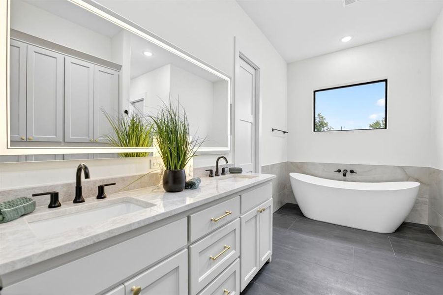 Primary bath free standing tub
