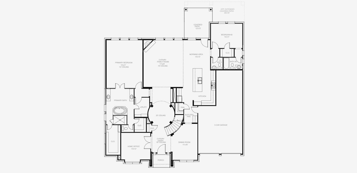 2D floor plan layout for the 4239W by Perry Homes in Jubilee 80', Hockley, TX (Image 3). 2D floor plan layout for the 4239W by Perry Homes in Jubilee 80', Hockley, TX (Image 3).