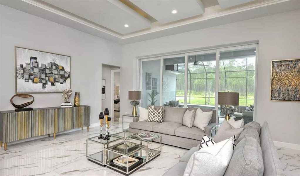 Furnished interior view inside a new home in Plantation Bay, Ormond Beach (Image 8). Furnished interior view inside a new home in Plantation Bay, Ormond Beach (Image 8).