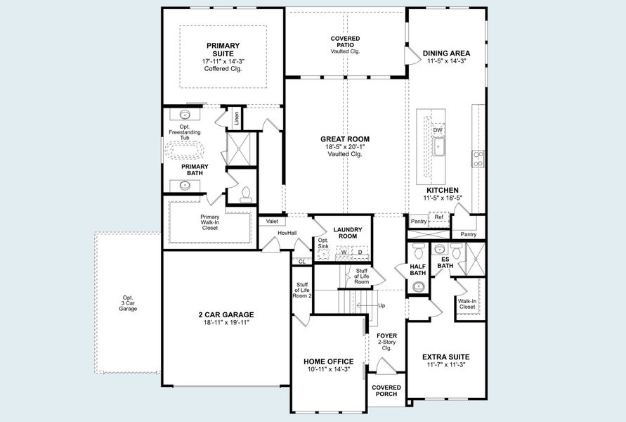 2D floor plan layout for the Rotterdam by K. Hovnanian® Homes in Kreymer at the Park, Wylie, TX (Image 28).