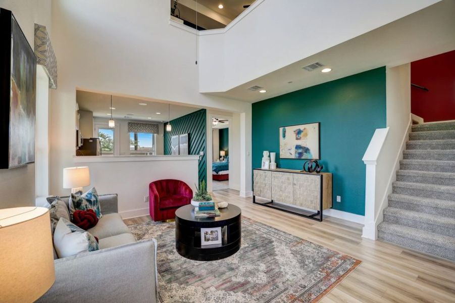 Representative furnished interior of a home built from the Pecos by Pacesetter Homes in Avery Centre, Round Rock (Image 9).