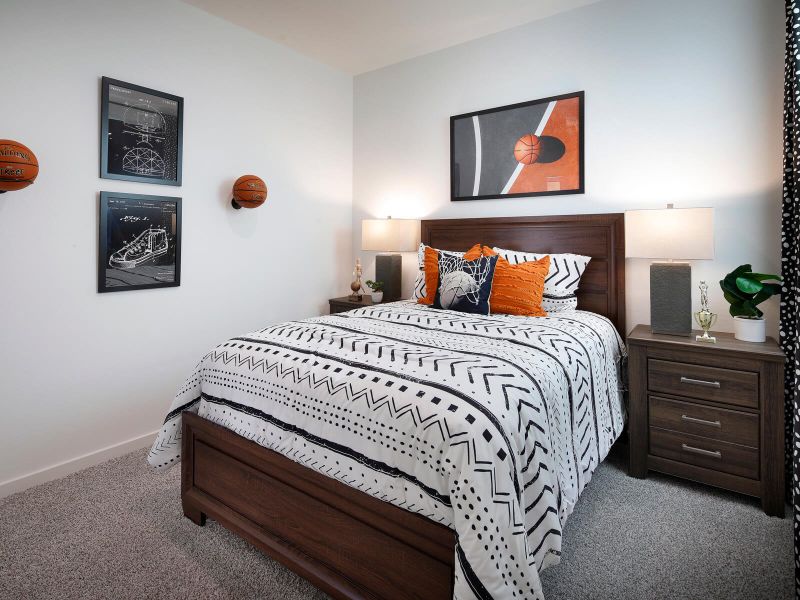 The secondary bedroom is perfect for the kiddos or guests