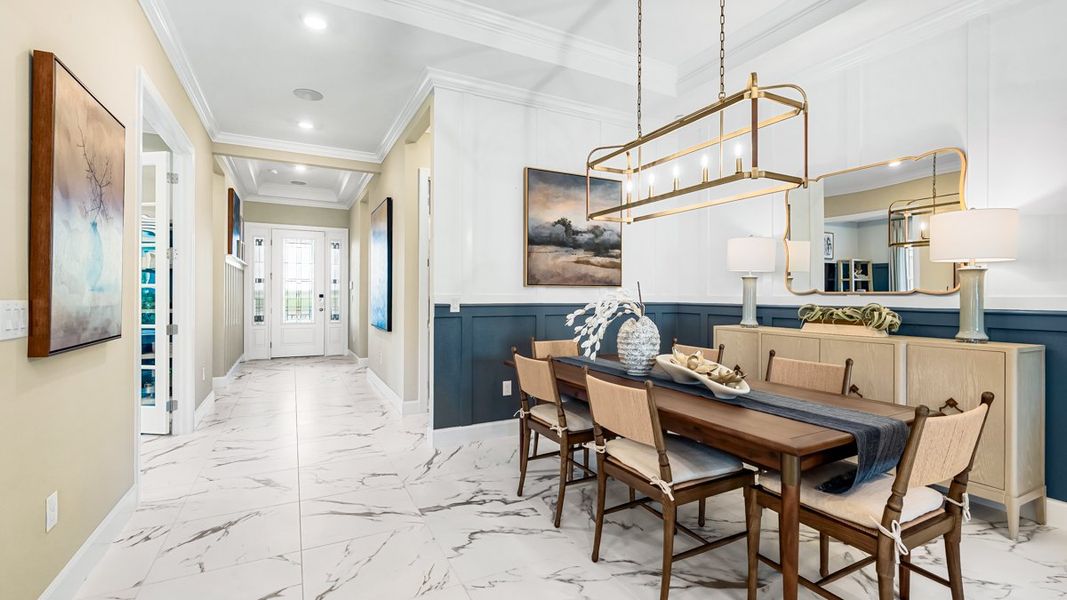 Furnished interior view inside a new home in Esplanade at Kingston, Estero (Image 12).