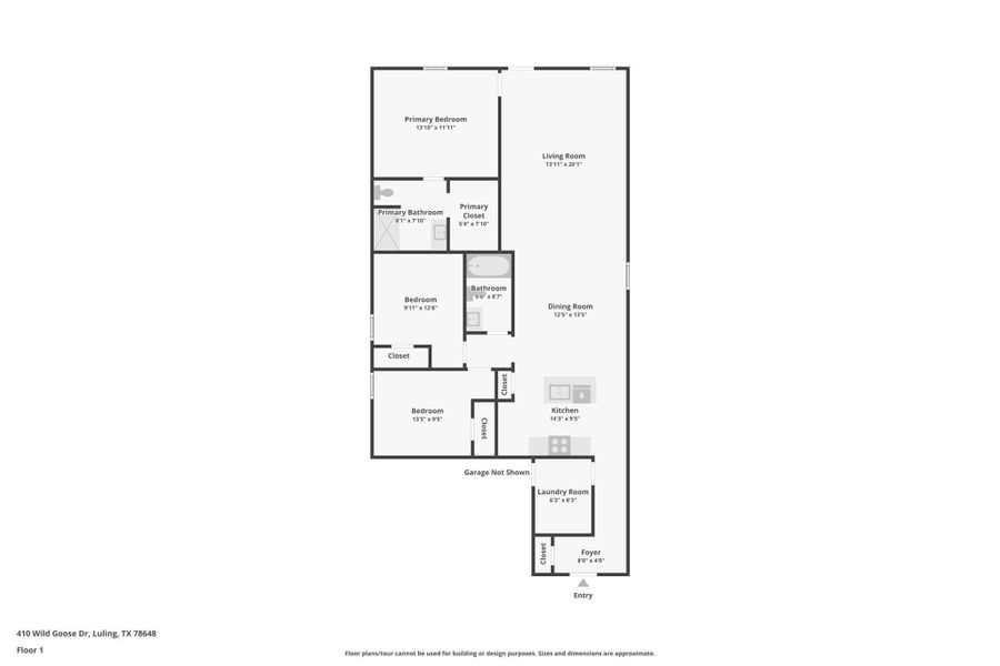 2D floor plan layout of this home in Ladera, Luling, TX (Image 3).