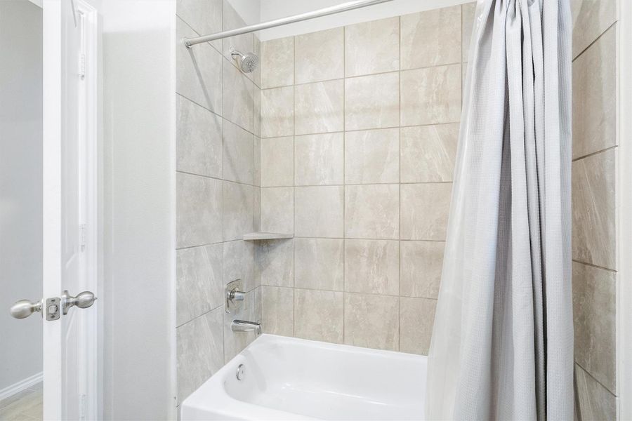 The tub and shower combo. Everything your guests or family members need, all in one well designed space. The tub and shower combo. Everything your guests or family members need, all in one well designed space.