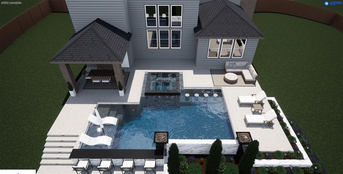 Buyer(s) to independently verify that the lot will fit the pool they would like to have. Picture is for illustration only and is a Pool Rendering.  There is No Pool in this backyard.
