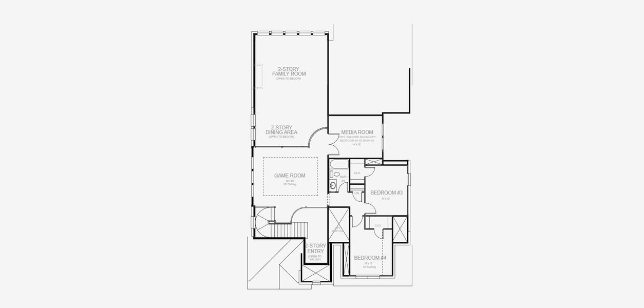 2D floor plan layout for the 2999W by Perry Homes in Walsh Ranch 50', Aledo, TX (Image 5).