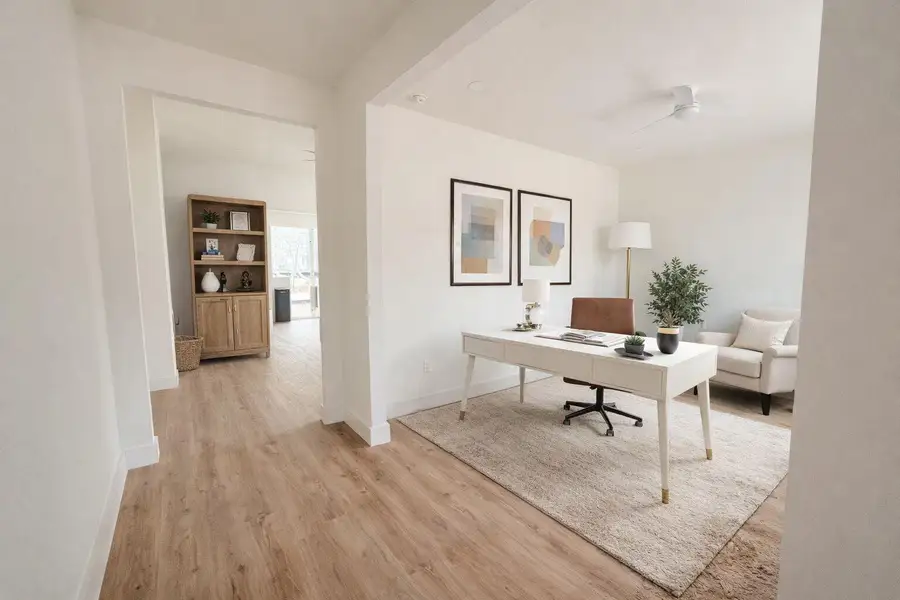 Ranch-style house virtually finished Home office virtually staged