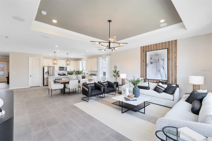 Model Home Design Only. Pictures and furnishings are for illustrative purposes only. Elevations, colors and options may vary. Furniture is for model home staging only.