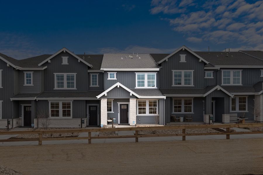 Representative exterior photo of a completed home built from the Discovery by Taylor Morrison in Trailstone Townhomes - The Westerly Collection, Arvada, CO (Image 1).