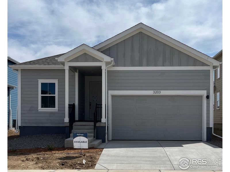 Front exterior of a new home in Bloom, Severance, CO, highlighting curb appeal (Image 1).
