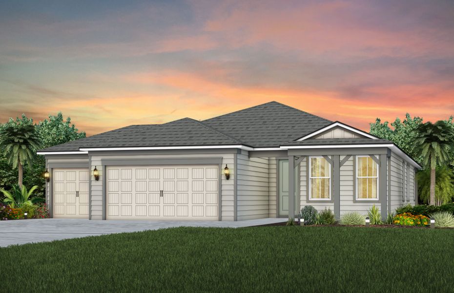 Front exterior of a new home in Fiddler's Cove, Kingsland, GA, highlighting curb appeal (Image 1). Front exterior of a new home in Fiddler's Cove, Kingsland, GA, highlighting curb appeal (Image 1).