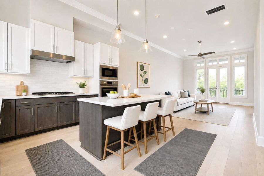 Virtual staging added to second floor living and dining area. Virtual staging added to second floor living and dining area.