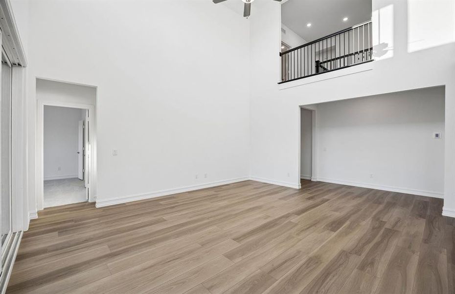 Spacious living area with soaring ceilings Spacious living area with soaring ceilings