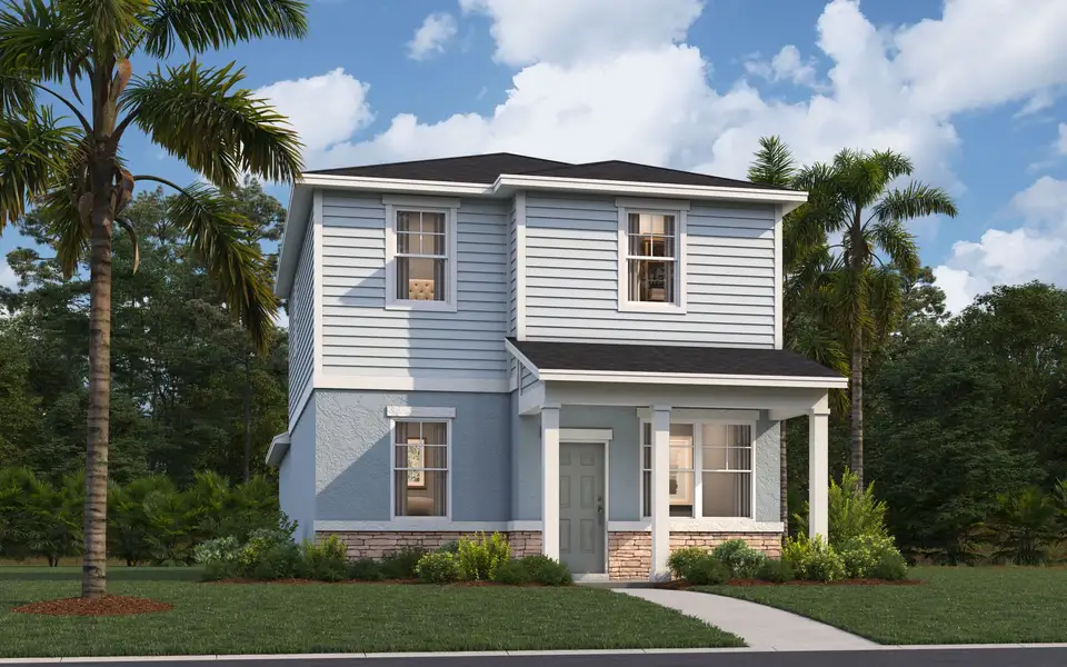 Representative exterior photo of a completed home built from the Logan by Stanley Martin Homes in Brack Ranch, St. Cloud, FL (Image 2). Representative exterior photo of a completed home built from the Logan by Stanley Martin Homes in Brack Ranch, St. Cloud, FL (Image 2).