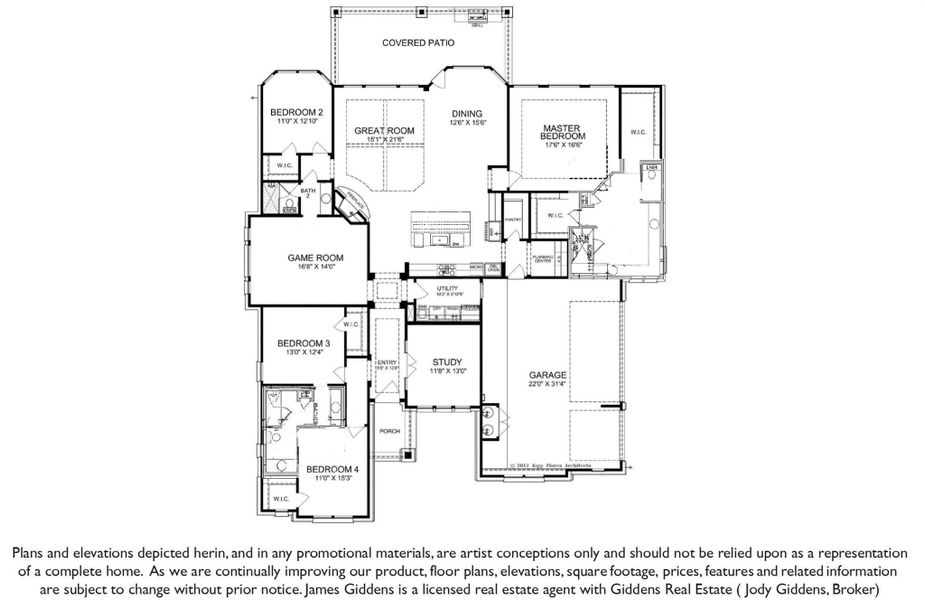 2D floor plan layout of this home in Leander Estates, Leander, TX (Image 5).