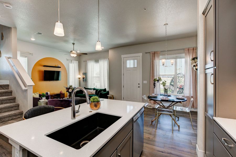 Furnished interior view inside a new home in Highlands at Fox Hill, Longmont (Image 12). Furnished interior view inside a new home in Highlands at Fox Hill, Longmont (Image 12).