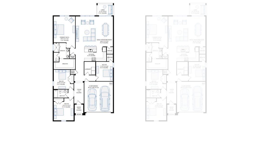 2D floor plan layout for the Northwood by Cardel Homes in Waterset, Apollo Beach, FL (Image 2). 2D floor plan layout for the Northwood by Cardel Homes in Waterset, Apollo Beach, FL (Image 2).