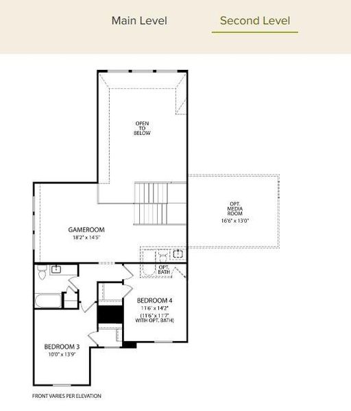 2D floor plan layout of this home in Lariat - 70', Liberty Hill, TX (Image 3). 2D floor plan layout of this home in Lariat - 70', Liberty Hill, TX (Image 3).