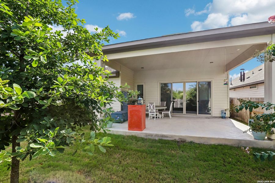 Exterior details and patio area of a home in Nolte Farms, Seguin (Image 23). Exterior details and patio area of a home in Nolte Farms, Seguin (Image 23).