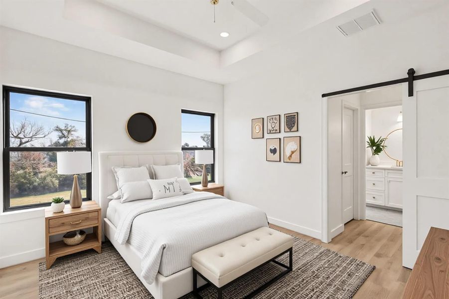 Virtual staging at  primary bedroom