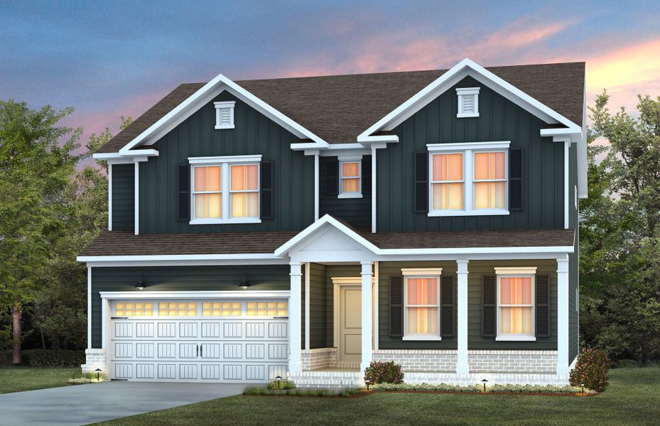Representative exterior photo of a completed home built from the Mitchell by Pulte Homes in Cambria, Garner, NC (Image 2). Representative exterior photo of a completed home built from the Mitchell by Pulte Homes in Cambria, Garner, NC (Image 2).