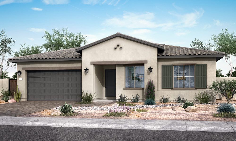 Representative exterior photo of a completed home built from the Spring Plan 50-2 by Tri Pointe Homes in Whispering Hills, Laveen, AZ (Image 10).